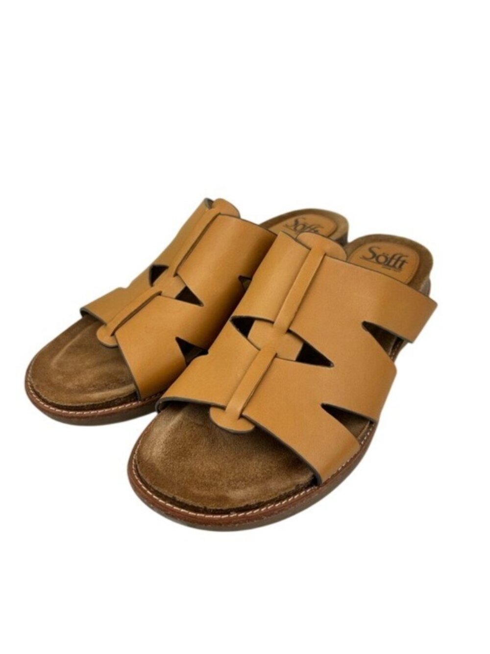 Soft Women’s Tan Leather Slide Sandals Sz 9 Boho Summer